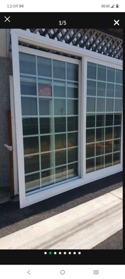 Retro fit milgard sliding door 94x79 left hand,has little line crack top corner right sides,no affect the door