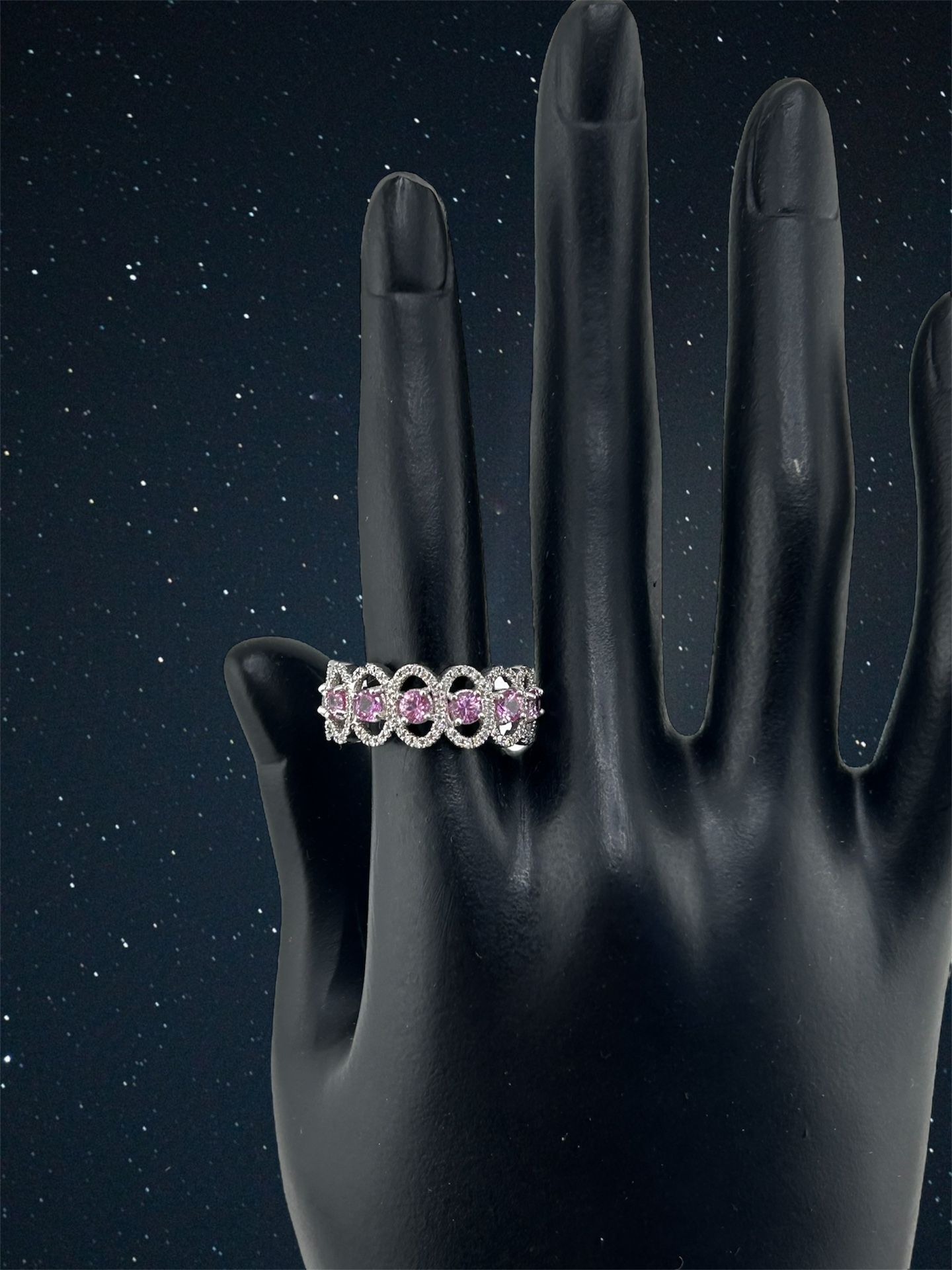 White Gold Pink Sapphire Diamond Ring