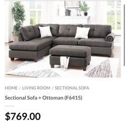 Gray Sectional Sofa With Ottoman