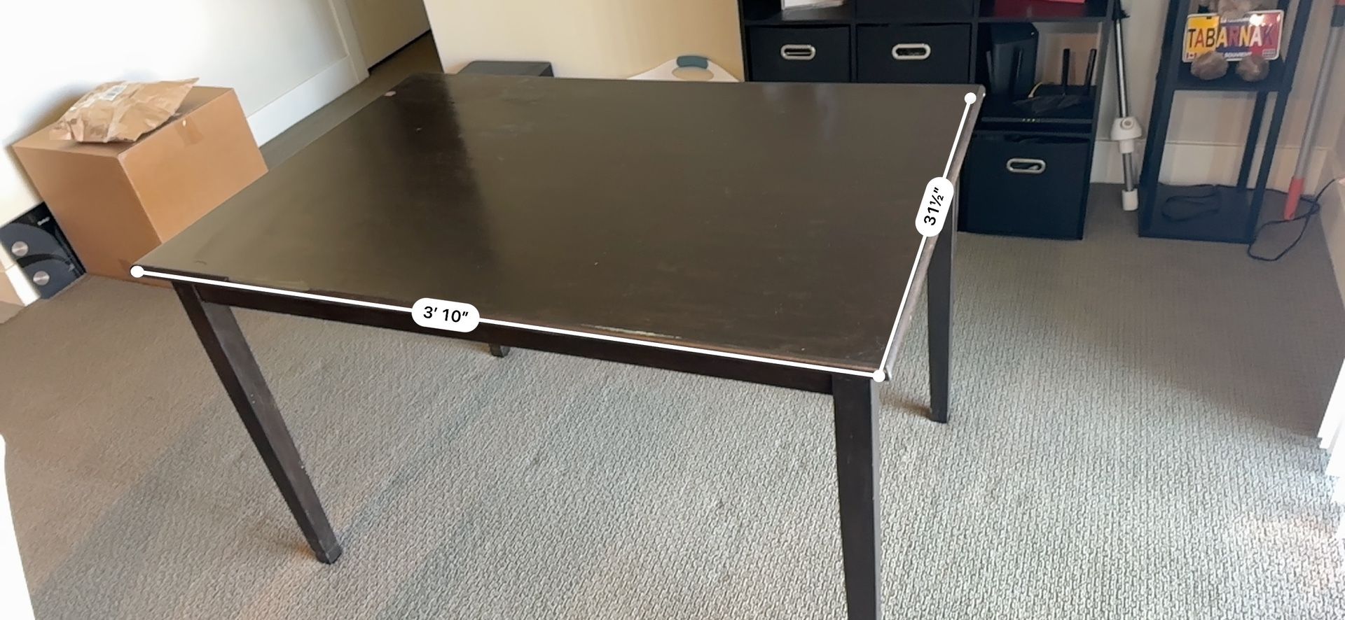 Sturdy Black Wood Table – 3’10” x 3’1.5” – Used Condition