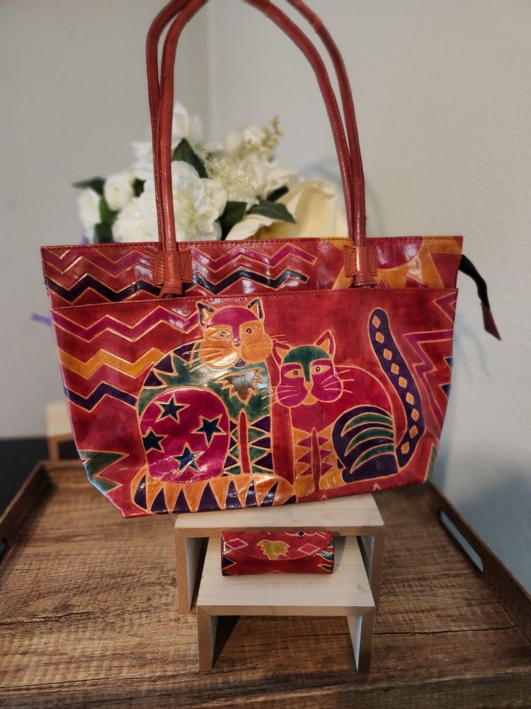 Emily Ann Of Boca Raton Leather Purse & Lipstick Holder