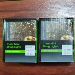 2 Clear Mini String Lights Battery-Operated LED NEW