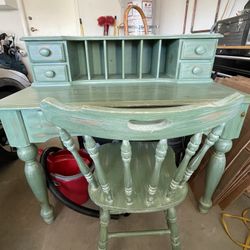 Antique Style Small  Desk With Matching Chair 