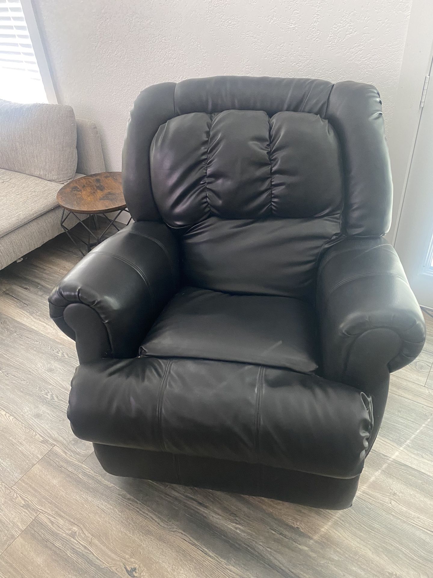 Black Faux Leather Rocking Recliner Chair