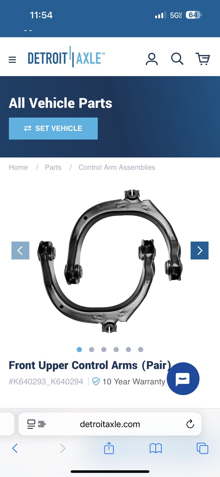 Pair Front Upper Control Arm