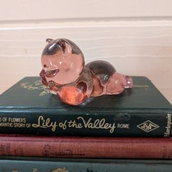 Vintage Fenton Pink Day Dreaming Bear 