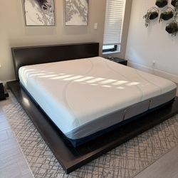 West Elm King Size Wood Block Platform Bed Frame Nightstands And Dresser