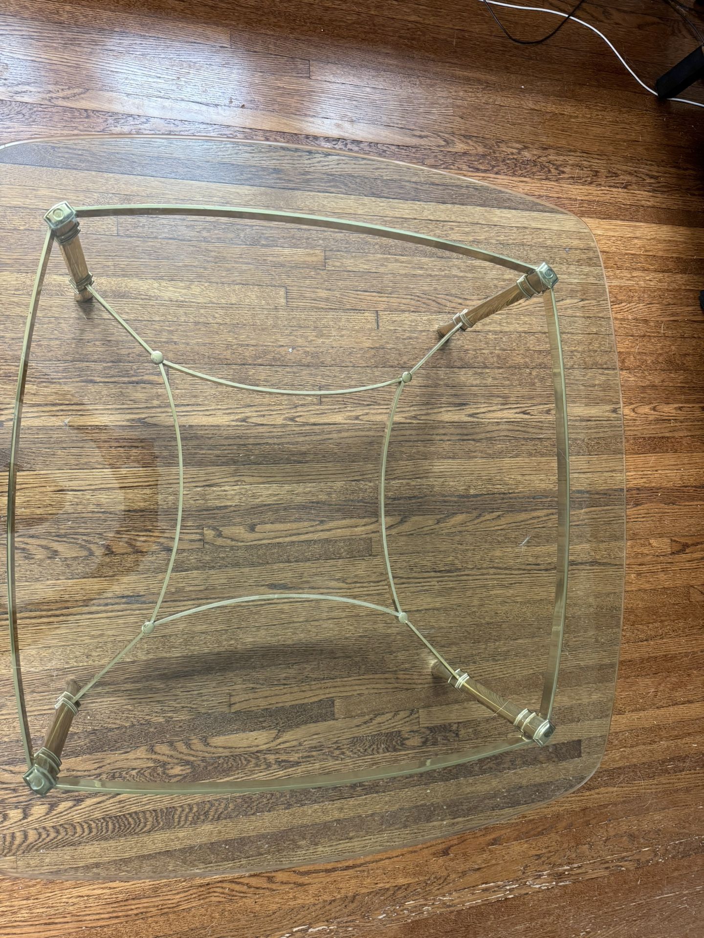Stylish Glass Top Coffee Table with Gold Base - 38" x 16" - Gently Used! - $ 60