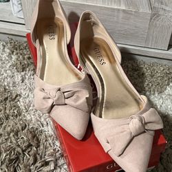 Soft Pink Flat Shoes With Bow