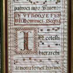 Antique Illuminated Manuscript Gregorian Chant Italian Latin Two Sided Framed 