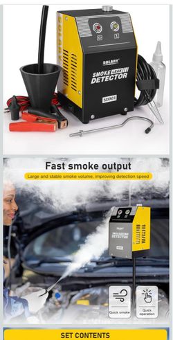 Solary Automotive Smoke Machine Leak Detector - 12V DC EVAP Vacuum Diagnostic Tester for Pipe System