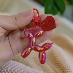 Red Balloon Dog Keychain