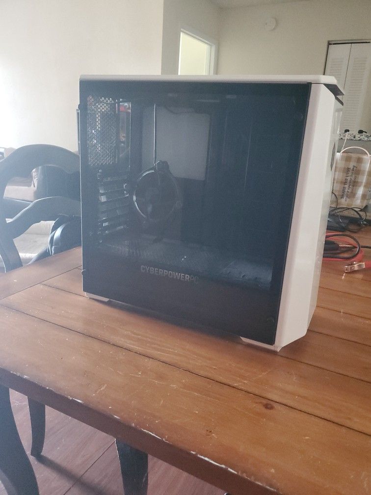 White Cyberpower PC Case With 2 Fans