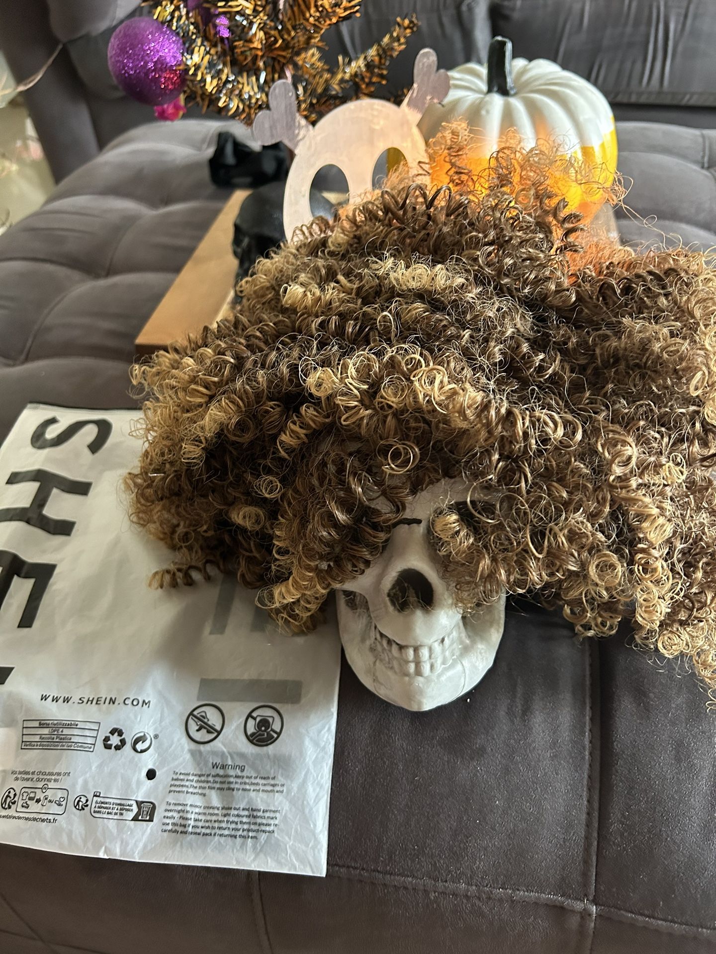 Honey Color Curly Mid Length Wig $25