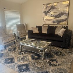 Navy, grey living room