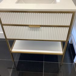 Royal 30” White Vanity With Gold Trim Ready For Pickup