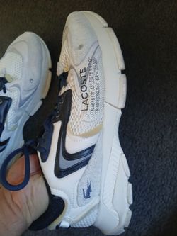 Lacoste size 12 tan/navy blue