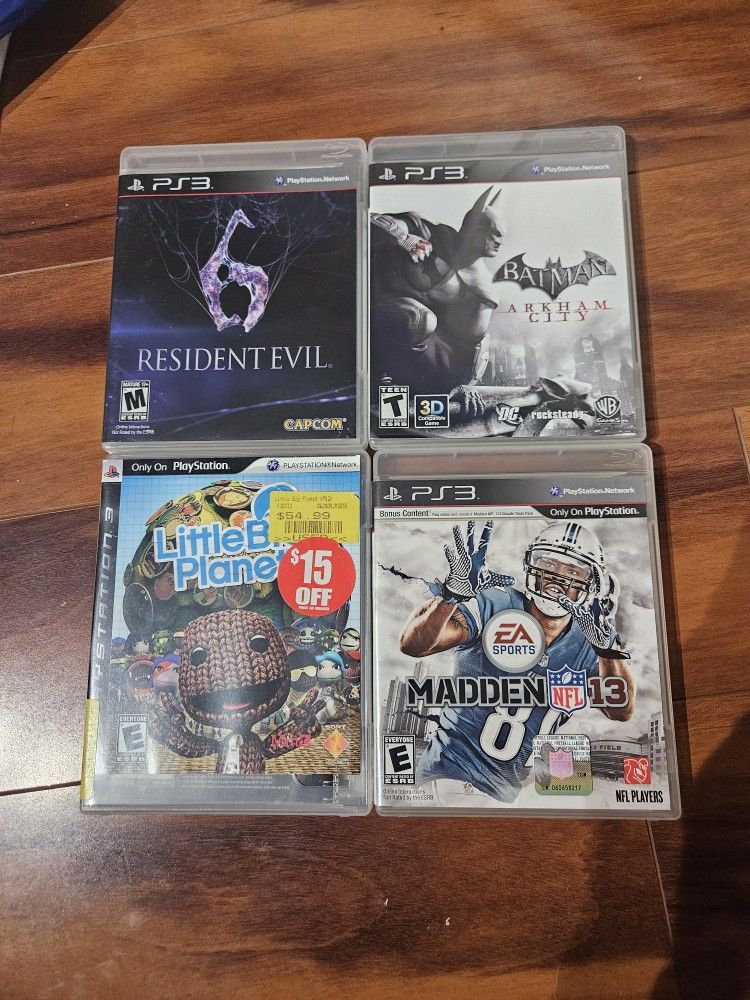 PS3 Games - Resident Evil 6, Arkham City, Little Big Planet, And Madden 13