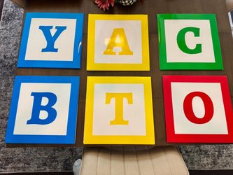 6 Large Colorful Alphabet ABC Blocks – Classroom / Party Decorations