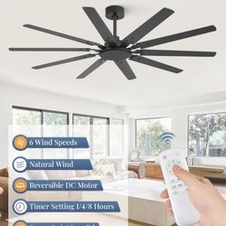 Black 65 Inch Large Ceiling Fan Brand New!