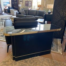 Glam Glossy Black & Gold Console Table