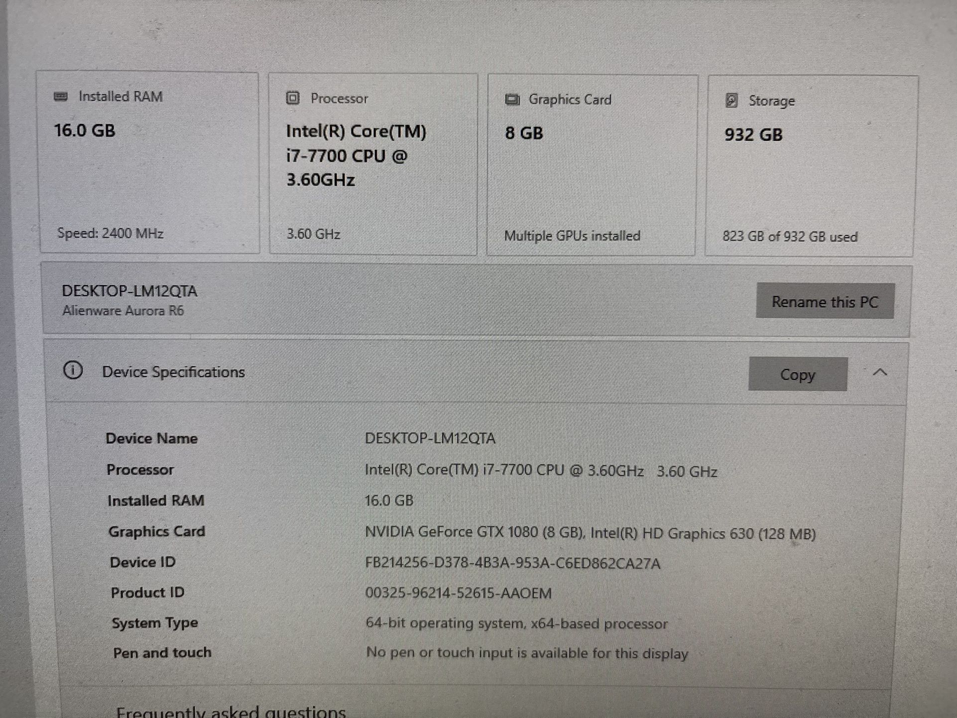 Alienware Aurora R6 Tower