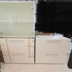 Swiss Made 2 Filing Cabinets With Keys & a Glass Cabinet