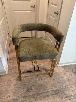 Modern glam Green and gold bar stool