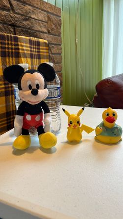 Micky mouse Picachu Doctor duck, 3 together