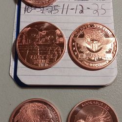 1 Oz.  AVDP. Copper Rounds