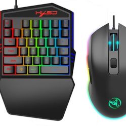 HXSJ V100 Wired Gaming Keyboard Backlight 35 Keys One-handed Keyboard + Gaming Mous, Black