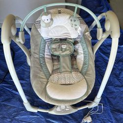 Clean Baby Swing - Blue And White Owls $50 OBO