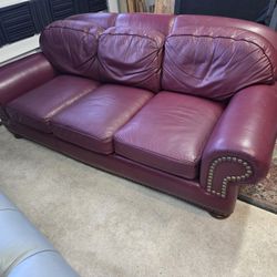 Maroon Leather Couch from Louis Shanks