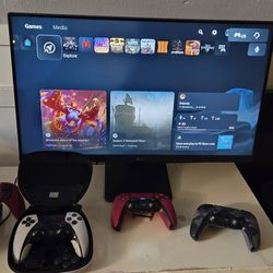 PlayStation 5 Disc Version with Monitor, Six Controllers, and NBA 2K24