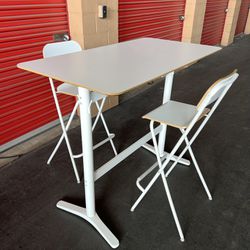 Ikea Billsta Bar High Dining Table Standing Desk + 2  Folding Chairs (Delivery Available)