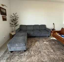 New Grey sectional couch with ottomans