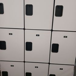 3 Tier 9 Door Wood Locker / Storage Cabinet 54Wx76Hx21D"