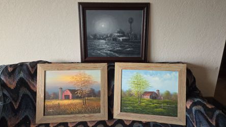 Set of 3 Barn Paintings