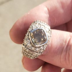 NEW-GIA 950 Platinum 4.04 CT Center Yellowish Brown SI1 Center Diamond Serounded By Over 3ctts Of VS 1 To SI E Color Diamonds
