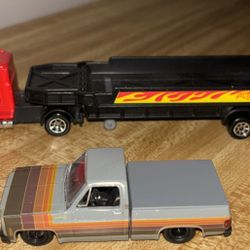 Hot Wheels Hauler and M2 Pickup Toy Trucks