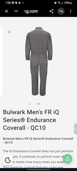 Bulwark Men's FR iQ Series Endurance Coverall QC10