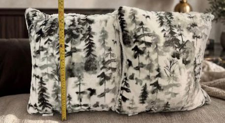 Woodland Pine Forest Plush Throw Pillows, Set of 2 (18")