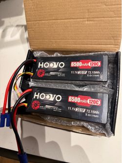 HOOVO 3S 11.1V Lipo Battery 6500mAh 120C RC Lipo Batteries Hard Case EC5 Plug Compatible with 1/8 1/10 Scale Vehicles RC Car Trucks Truggy Boats(2 Pac