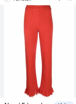 Red Feathered Fringed Pants Size Small 