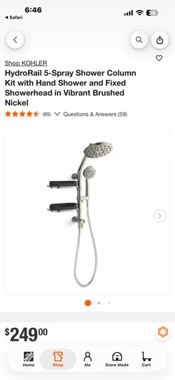 Shop KOHLER HydroRail 5-Spray Shower Column Kit with Hand Shower and Fixed Showerhead in Vibrant Brushed Nickel