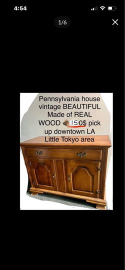 VINTAGE REAL WOOD  SMALL SPACE  SIDEBOARD - CREDENZA / pick up Downtown LA Little Tokyo area $70 or better offer