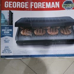 George Foreman Parrilla eléctrica de 9 porciones para interiores y prensa Panini, color negro