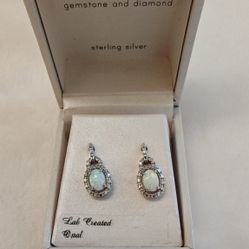 Lab Created Opal Earrings 