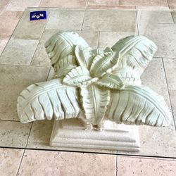  Sculptural Palm Leaf Pedestal Carved Coffee Table