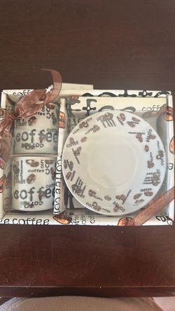 Porcelain Kunitz Espresso set of 2 cups and matching saucers, $15, New, no holds